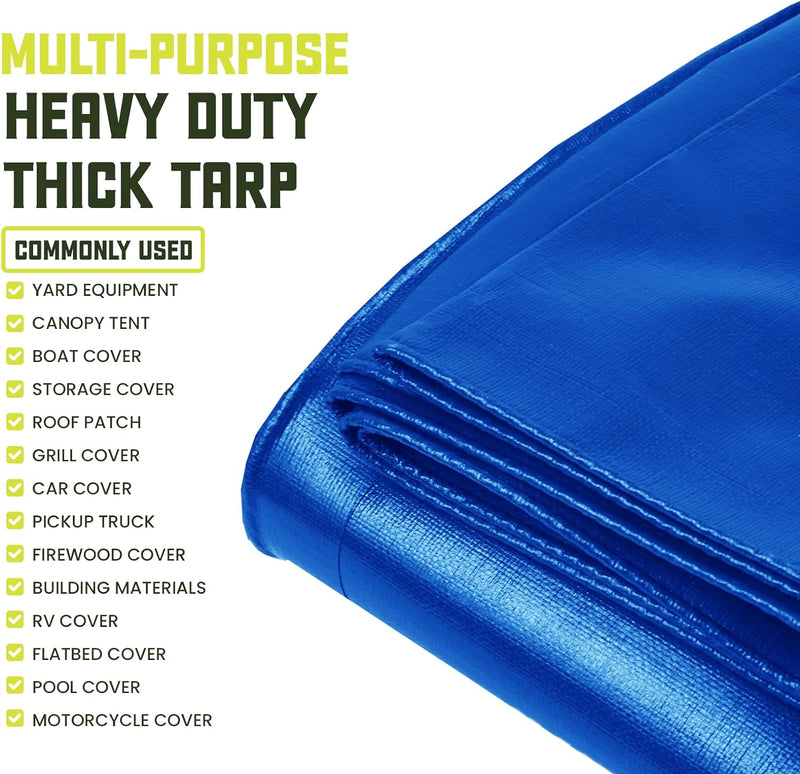 190gsm Blue Tarpaulin Waterproof & UV Resistant Polyethylene Cover for Outdoor Use