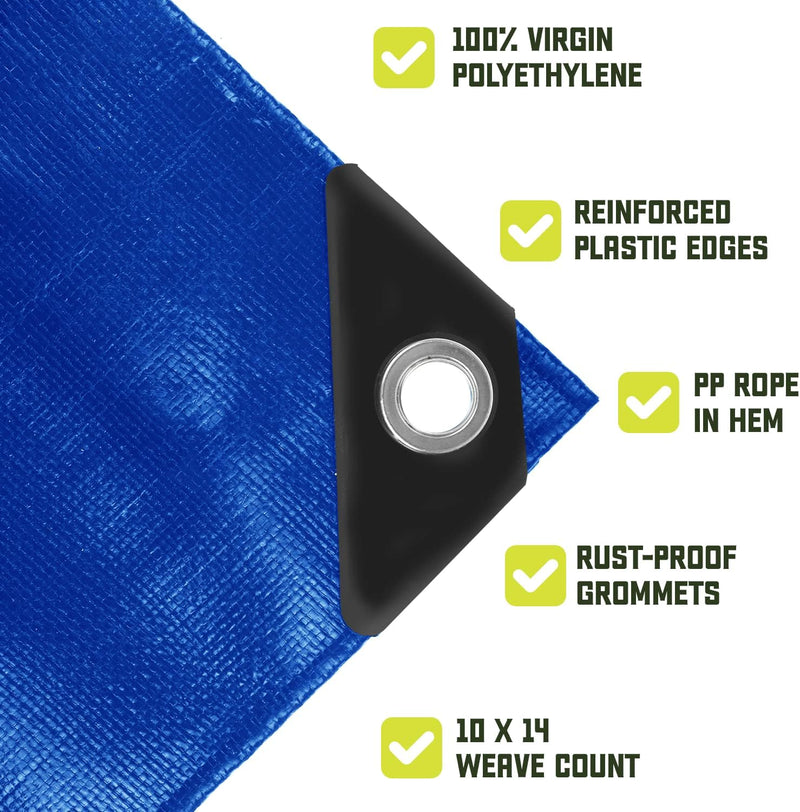 190gsm Blue Tarpaulin Waterproof & UV Resistant Polyethylene Cover for Outdoor Use