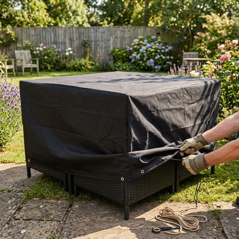 4 Seater Cube Set Cover – Extra Large Black – Waterproof Protection – Garden Furniture