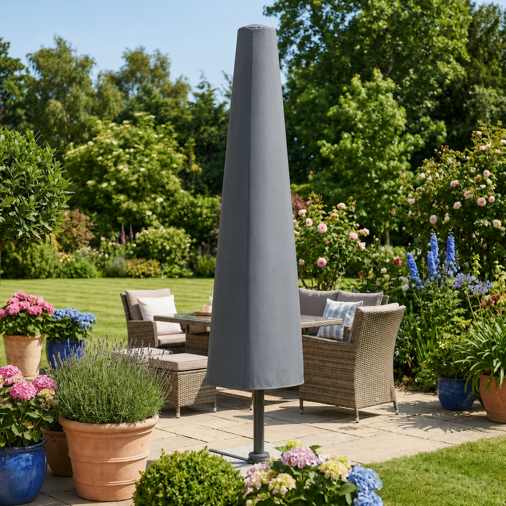 Large Parasol Cover – Charcoal – Durable Polyester – Outdoor Protection
