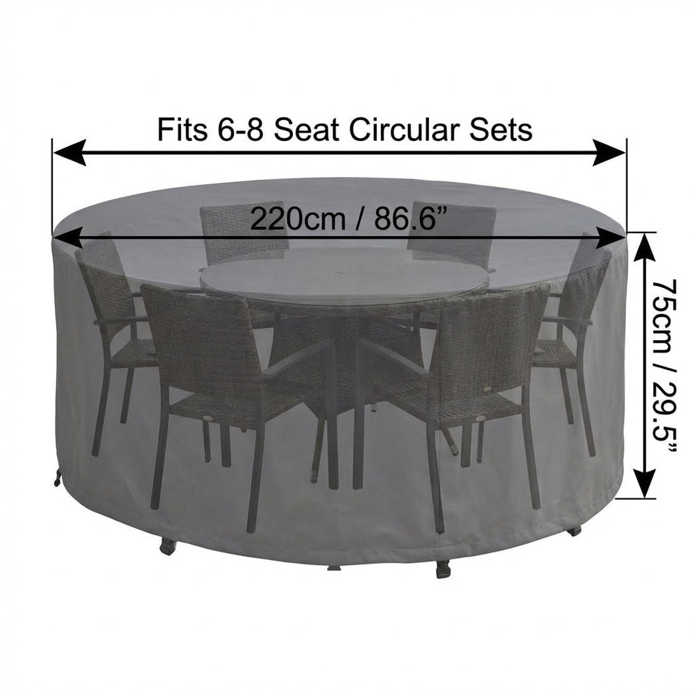 Circular Patio Set Cover – 6-8 Seat – Charcoal Polyester – Outdoor Protection