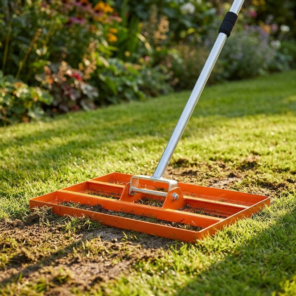 50cm Lawn Leveller in Orange for Garden Leveling and Smoothing - detail view