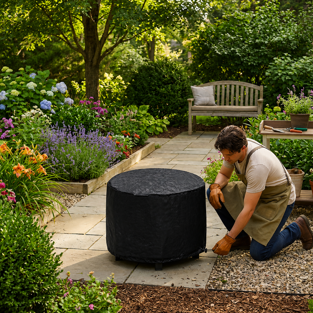 Firepit Cover – Small, Black – Heavy Duty Polyethylene – Outdoor Protection