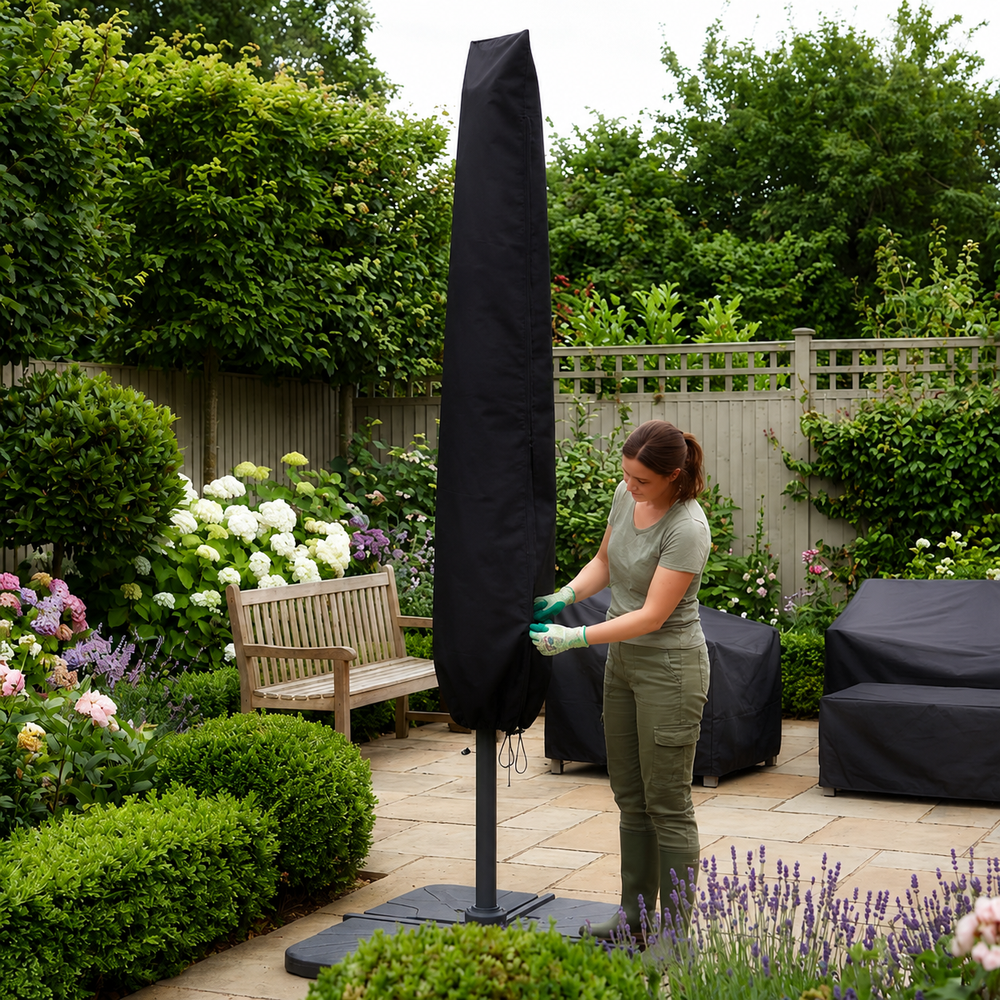 Extra Large Parasol Cover – Waterproof Black – Outdoor Protection