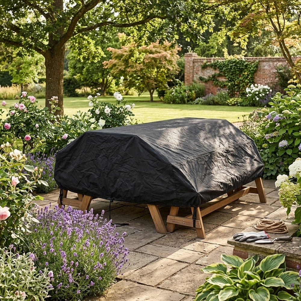 Picnic Table Cover – 8 Seater Black – Super Tough Protection – Outdoor Use