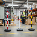 Premium High-Visibility Plastic Posts with Base for Chain Safety Barriers - Durable, Freestanding, and Easy to Assemble