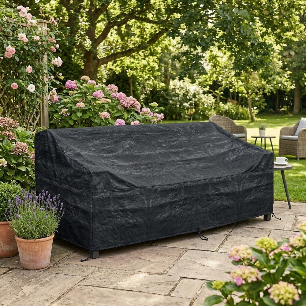Heavy Duty 3 Seater Sofa Cover – Large Black – Multi-layered Protection – Garden Furniture