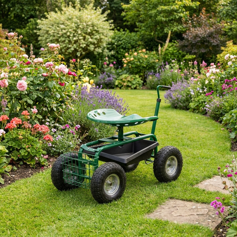 Mobile Heavy-Duty Garden Seat for Comfortable Outdoor Relaxation