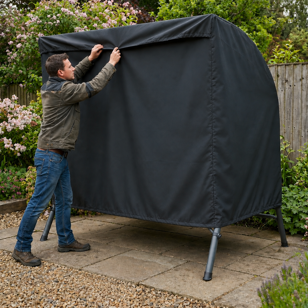 Heavy Duty Swing Seat Cover – 3-4 Seater Black – Weatherproof Protection