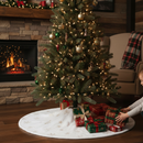 Premium White Plush Christmas Tree Skirt with Elegant Gold Snowflake Design, 56cm Diameter for Festive Decor