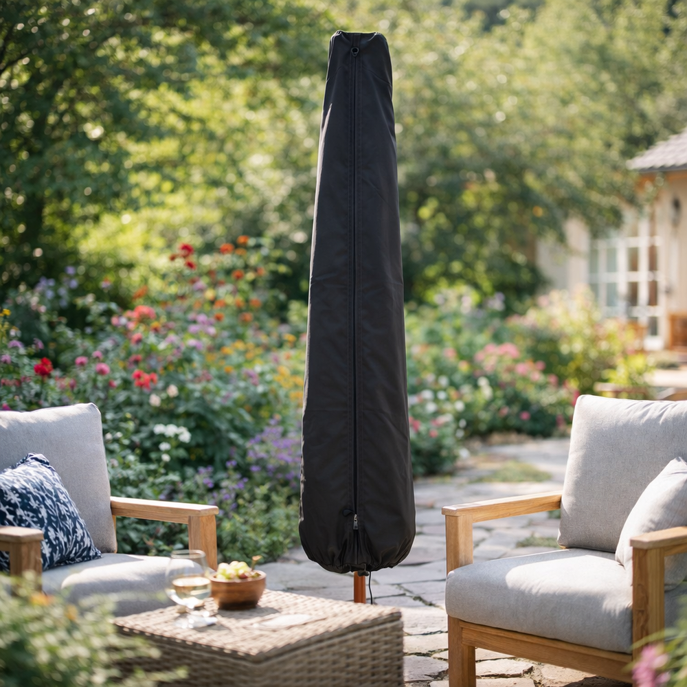 Extra Large Parasol Cover – Waterproof Black – Outdoor Protection