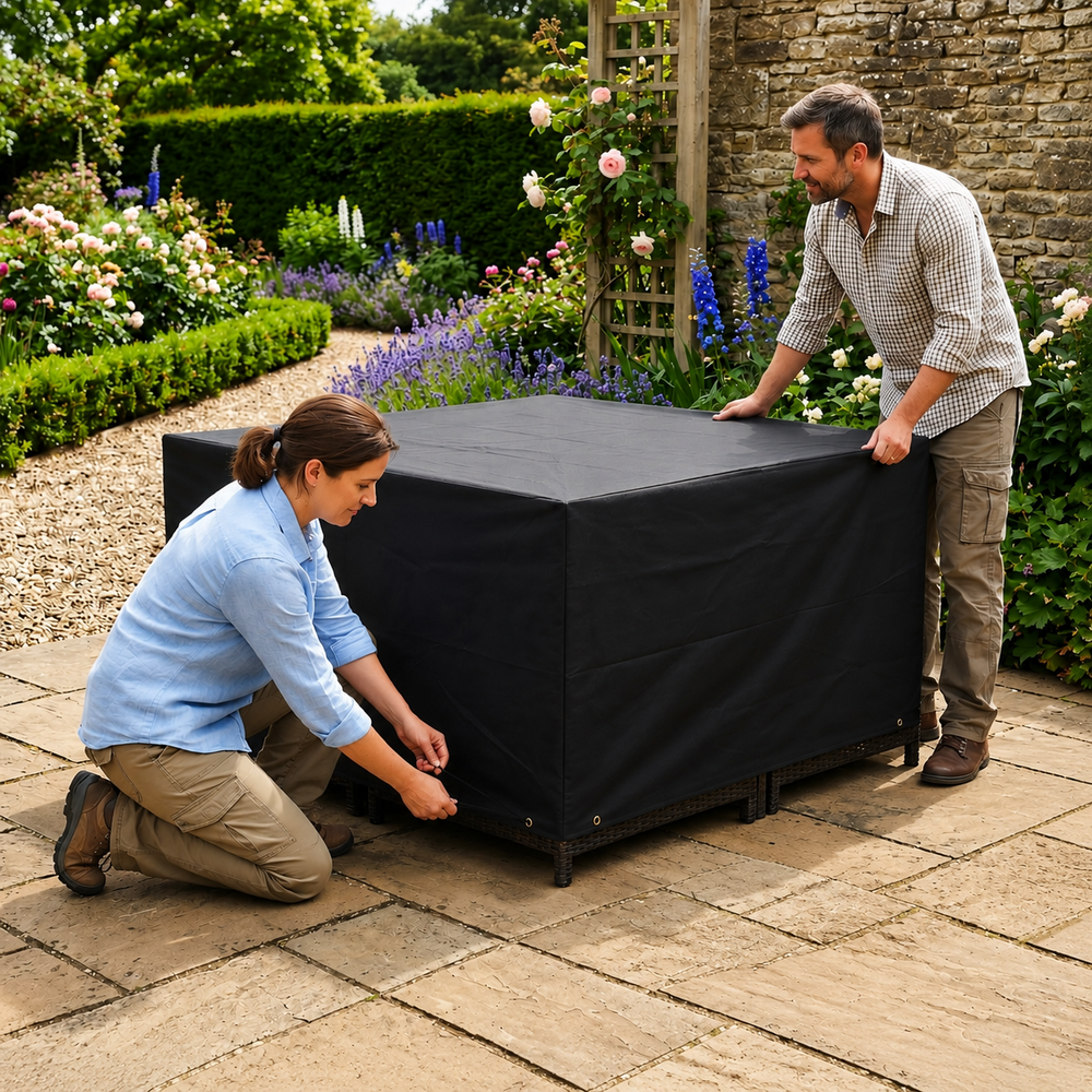 Outdoor Furniture Cover – Medium Black – Waterproof Polyester – Garden Cube Set
