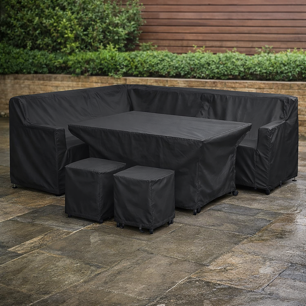 Heavy Duty Dining Set Cover – Small Square – Black – Weather Protection