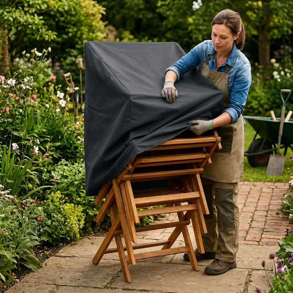 Stacking Chair Cover – Charcoal – Polyester – Outdoor Furniture Protection