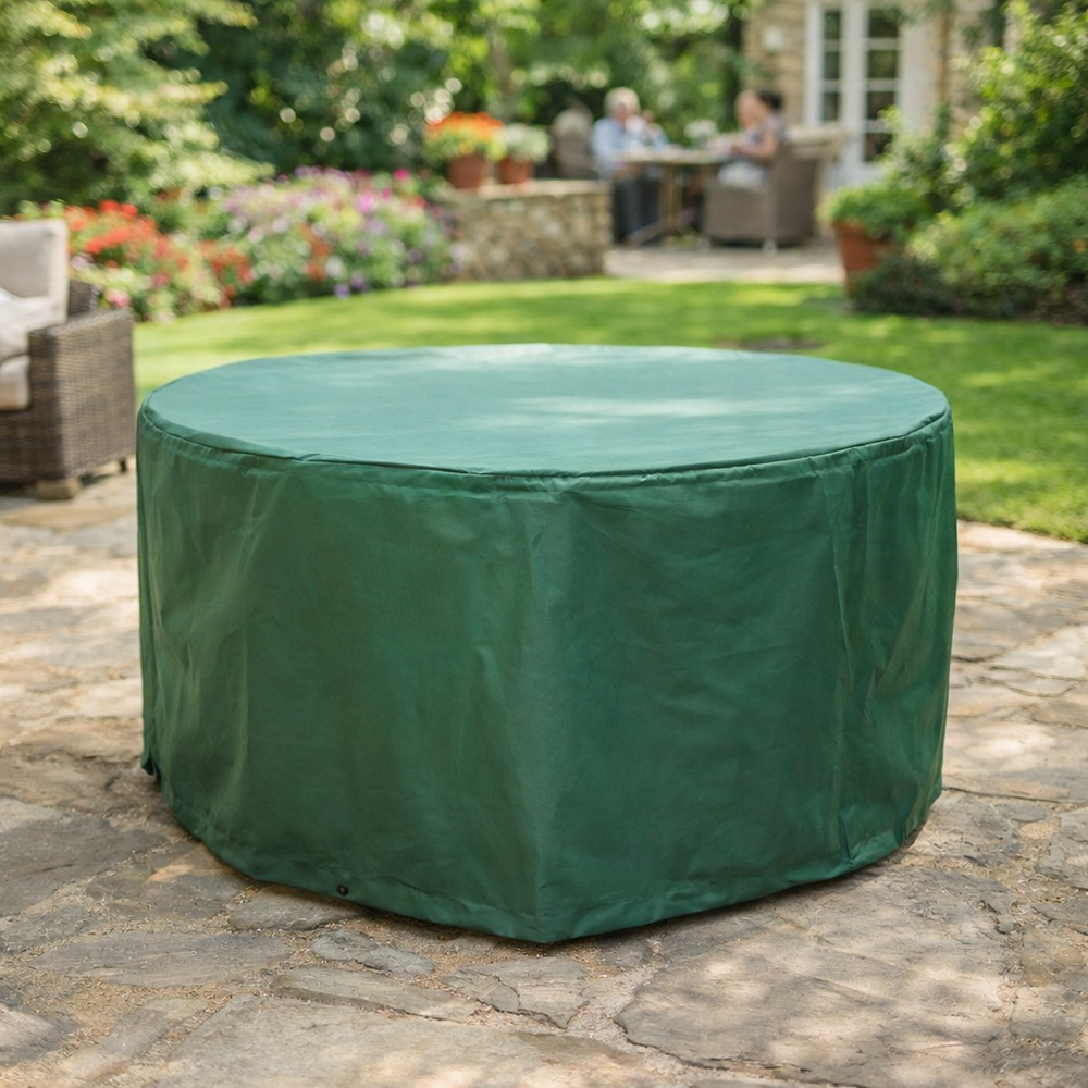 Circular Table Cover – 4/6 Seat – Green Polyester – All-Weather Protection