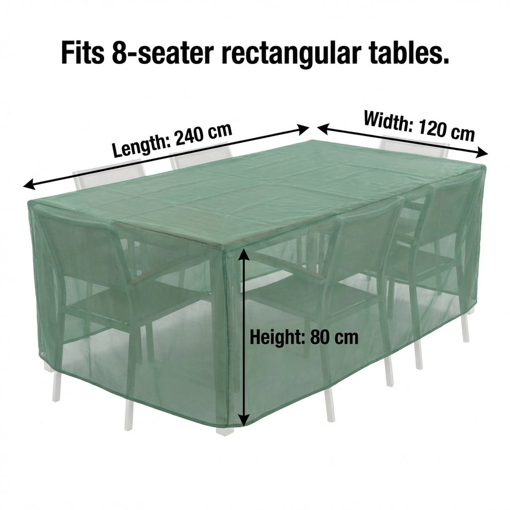 Rectangular Table Cover – 8 Seat Green – Heavy Duty Protection – Outdoor Use