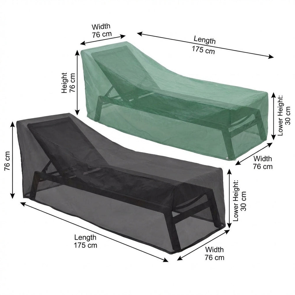 Sun Lounger Cover – Green/Black – Reversible Waterproof Protection – Outdoor Use