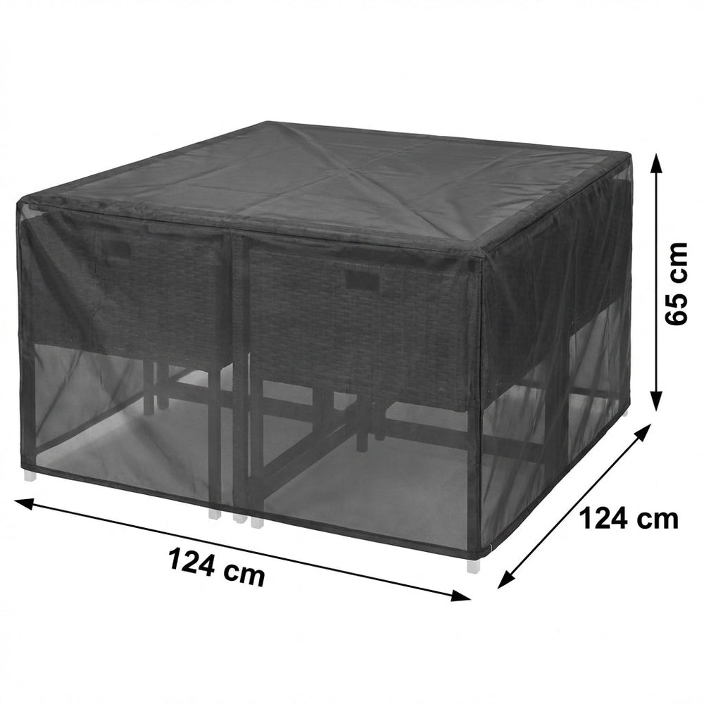 Outdoor Furniture Cover – Large Black – Waterproof Protection – 4 Seater Cube Set