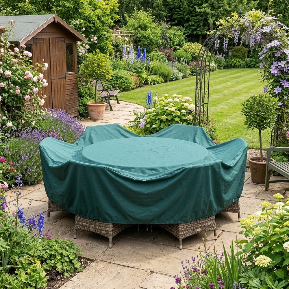 Round Furniture Set Cover – Green 6 Seater – Heavy Duty Protection