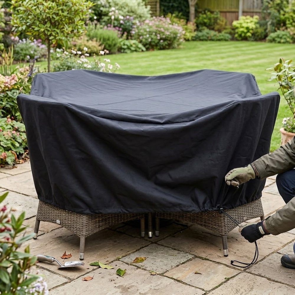 Round Furniture Set Cover – 4 Seater – Black – Weather Protection