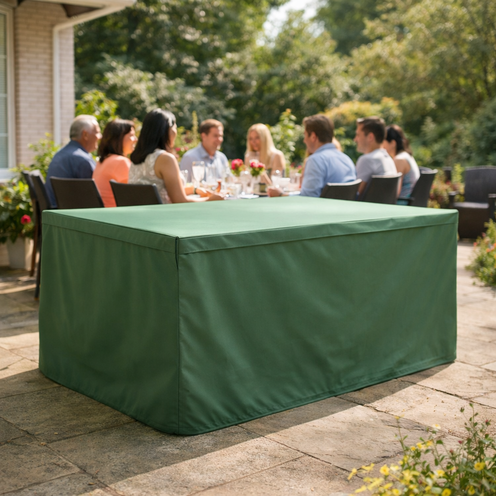 Rectangular Table Cover – 8 Seat Green – Heavy Duty Polyester – Outdoor Protection