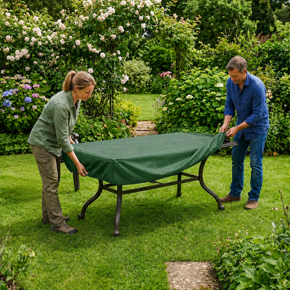 Rectangular Table Cover – 6 Seater Green – Heavy Duty Polyethylene – Outdoor Protection