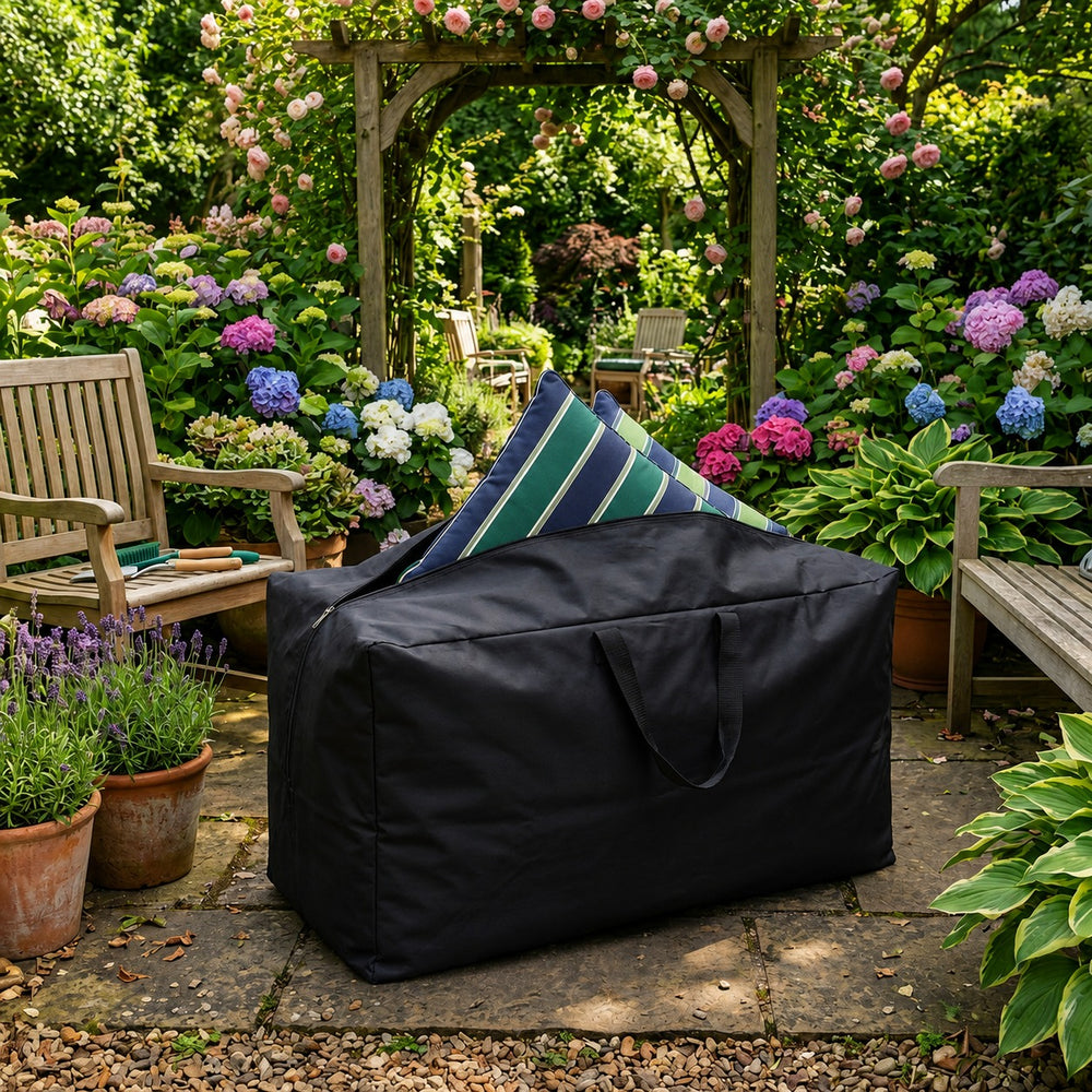 Cushion Storage Bag – Black – Super Tough Material – Outdoor Cushion Protection