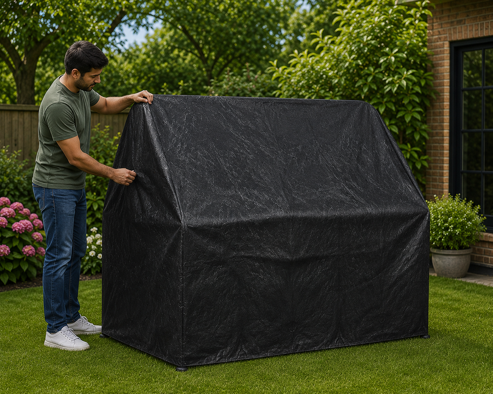 3 Seater Swing Seat Cover – Black – Heavy Duty Polyethylene – Garden Furniture Protection
