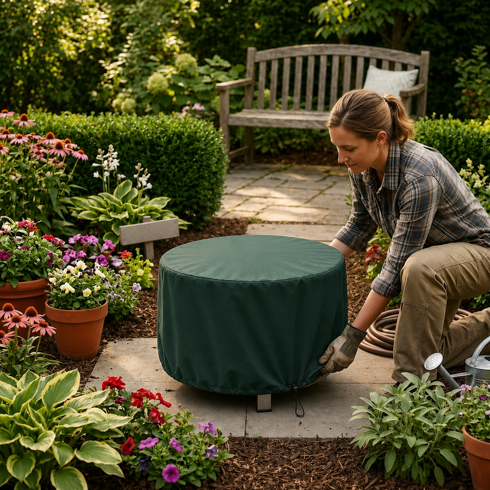 Firepit Cover – Small, Green – Super Tough Waterproof – Outdoor Protection