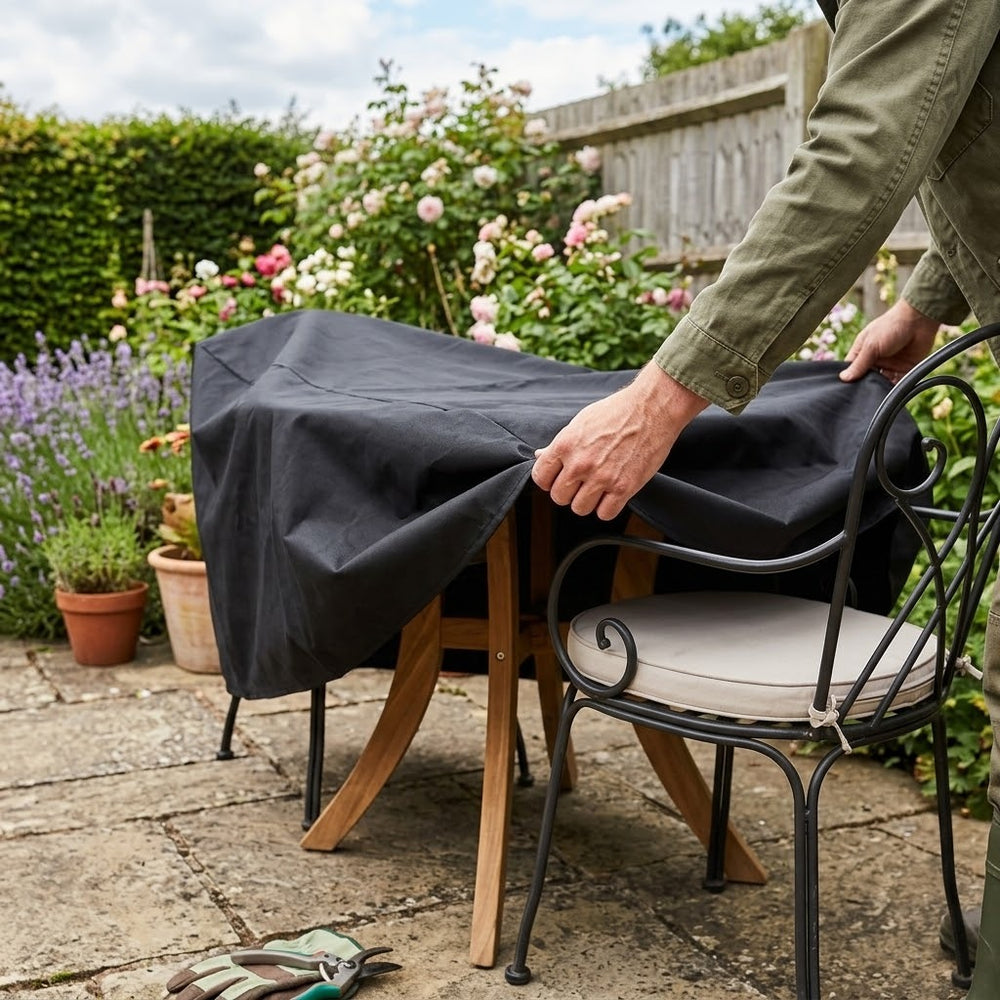 Heavy Duty 2 Seater Large Bistro Set Cover – Black – Weatherproof Outdoor Protection