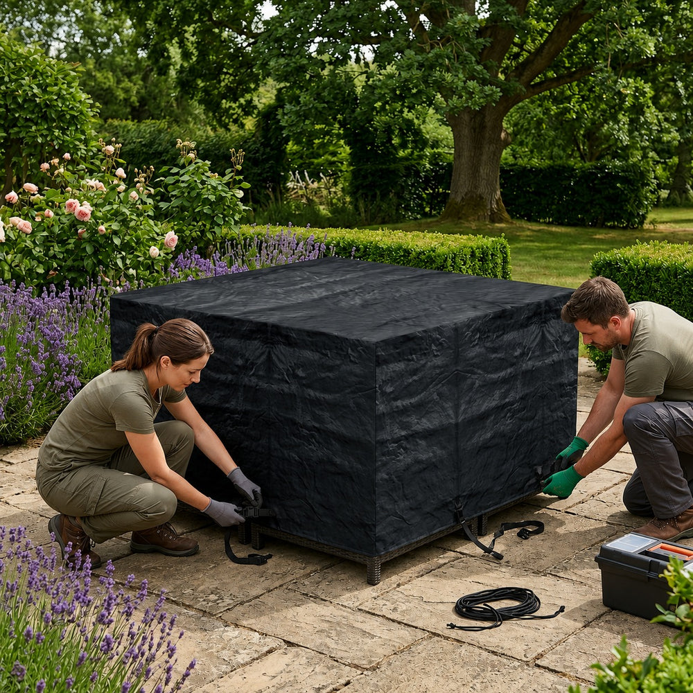 Heavy Duty 4 Seater Medium Cube Set Cover – Black – Waterproof Protection