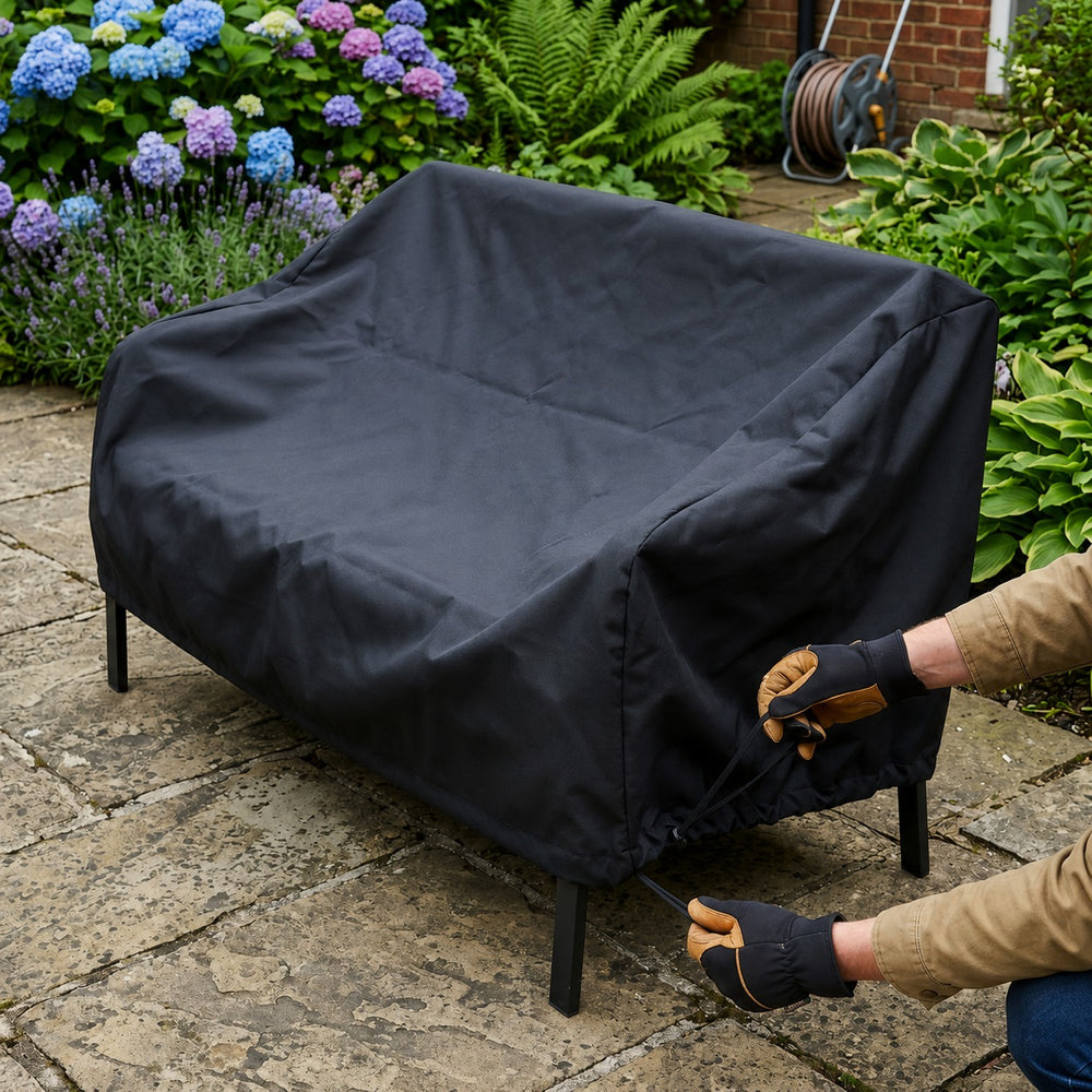 2 Seater Sofa Cover – Black – Heavy Duty Waterproof – Outdoor Protection
