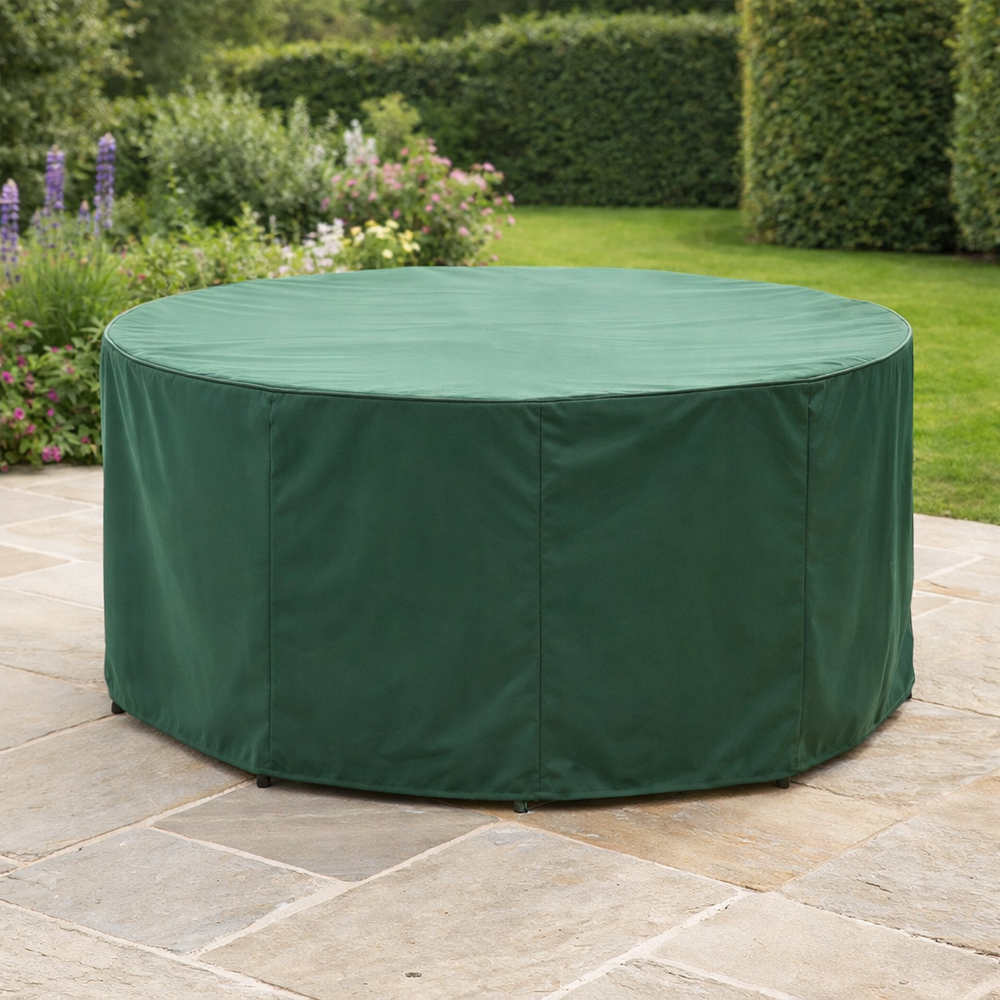 Circular Patio Set Cover – 90cm High – Green Polyester – 4-6 Seat Protection