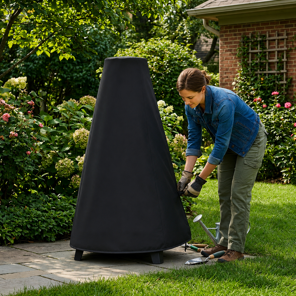 Heavy Duty Chimenea Cover – Large Black – Polyethylene Protection – Outdoor Use