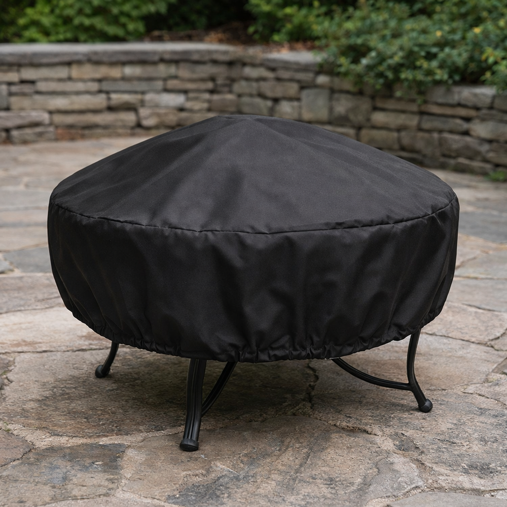 Firepit Cover – Black – Multi-Layered Polyethylene – Outdoor Protection