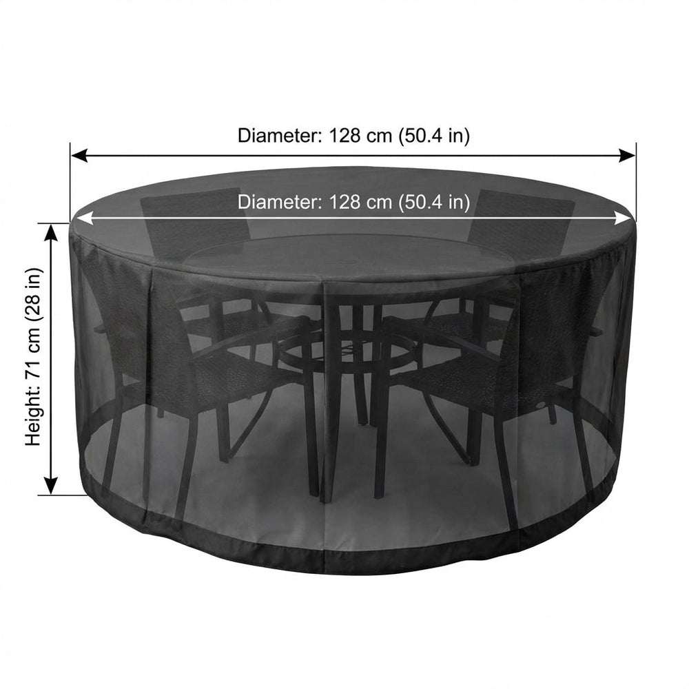 Circular Table Cover – Black – Heavy Duty Waterproof – Outdoor Furniture Protection