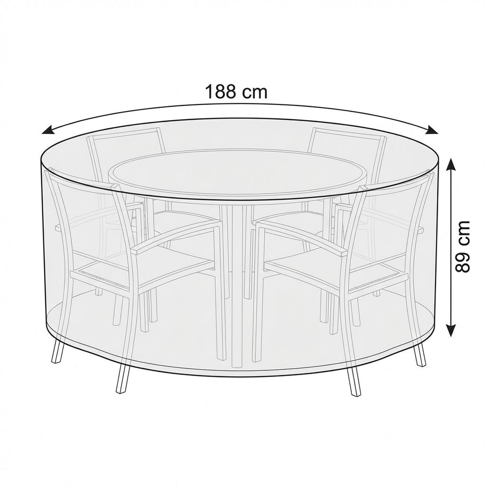 4-6 Seater Round Furniture Set Cover – Black – Heavy Duty PE – Outdoor Dining Protection