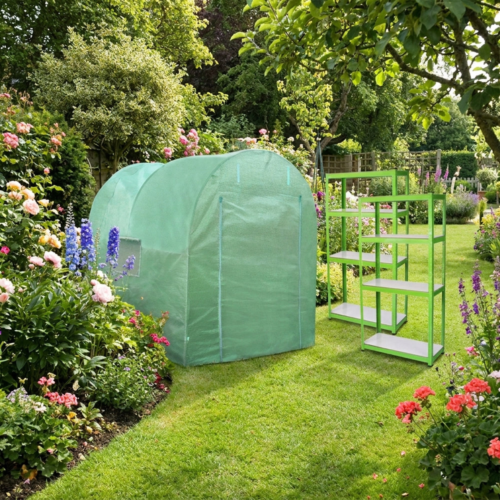 2.5m x 2m Polytunnel with 19mm Frame and Racking for Garden Use
