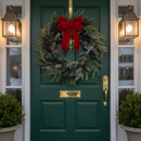 Premium 55cm Winter Wreath with Fir and Frosted Blue Berries for Elegant Holiday Decor