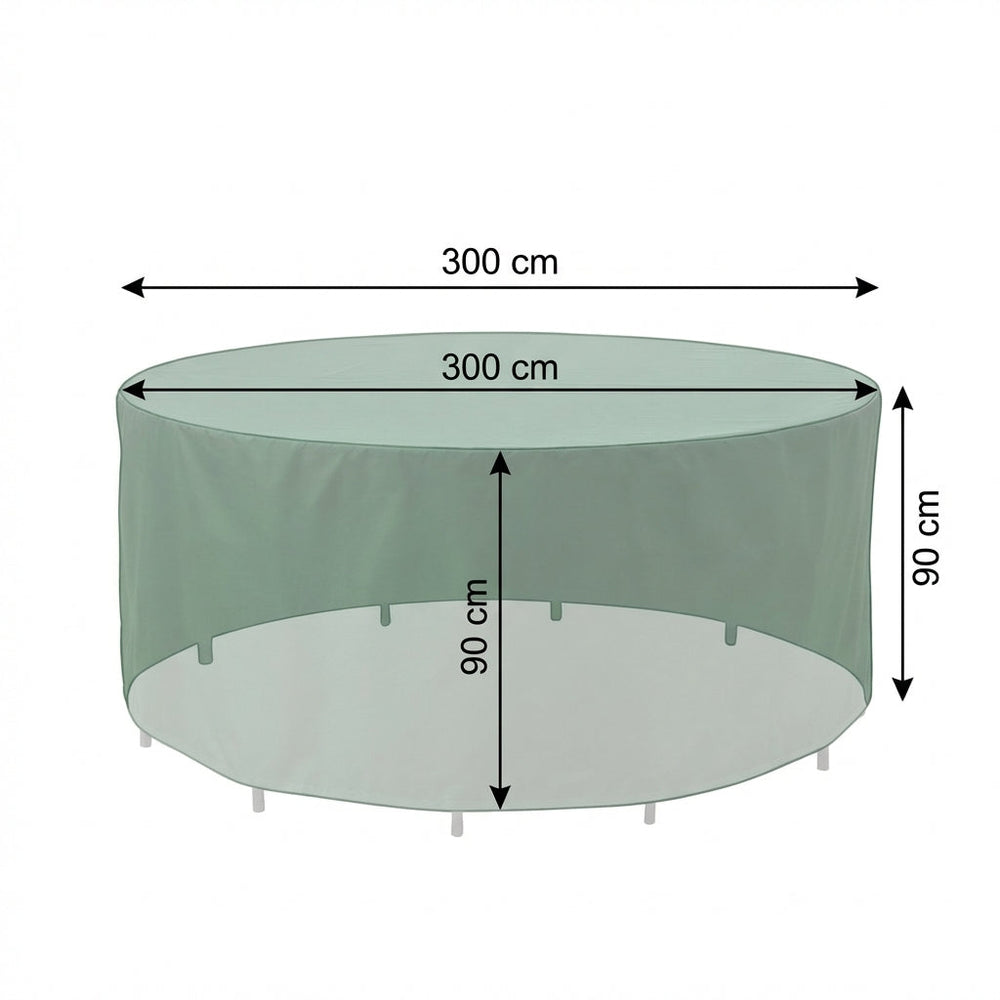 Circular Patio Set Cover – 8 Seat – Green Polyester – Weather Protection