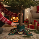 Premium Heavy Duty Cast Iron Christmas Tree Stand for Trees Up to 8ft with Water Reservoir and Secure Thumb Screws