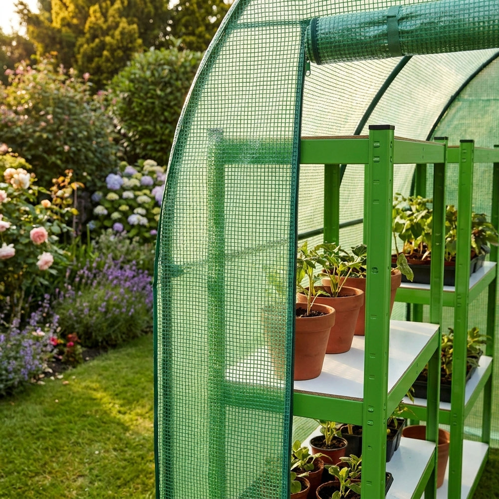 4m x 2m Polytunnel with 19mm Frame and Racking System - detail view