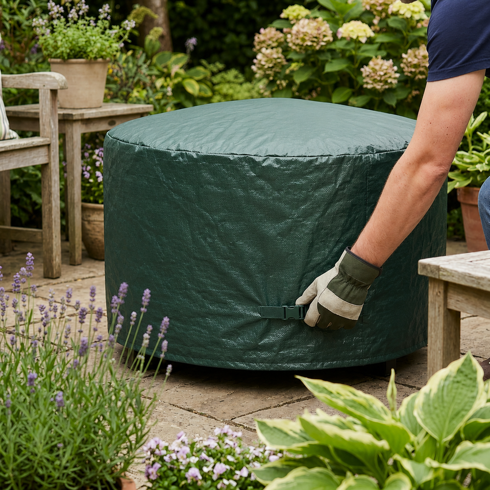 Large Firepit Cover – Green – Heavy Duty Weather Protection – Outdoor Use