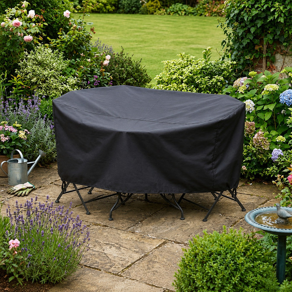 Heavy Duty 2 Seater Large Bistro Set Cover – Black – Weatherproof Outdoor Protection