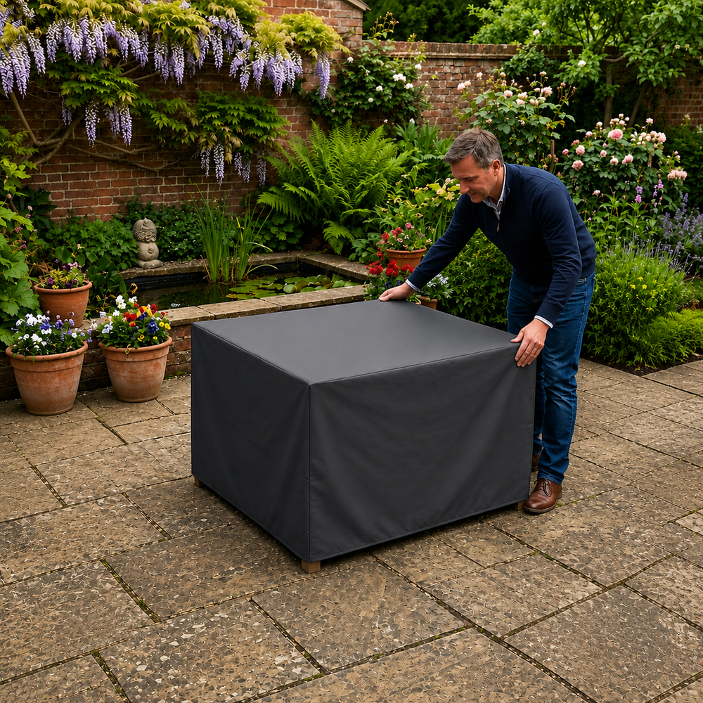 Coffee Table Cover – 93x93x28cm Charcoal – Weatherproof Polyester – Outdoor Protection