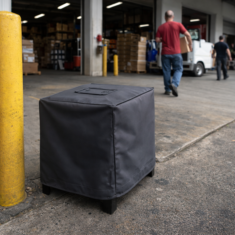 Small Square Fire Pit Cover – Charcoal – Durable Polyester – Outdoor Protection