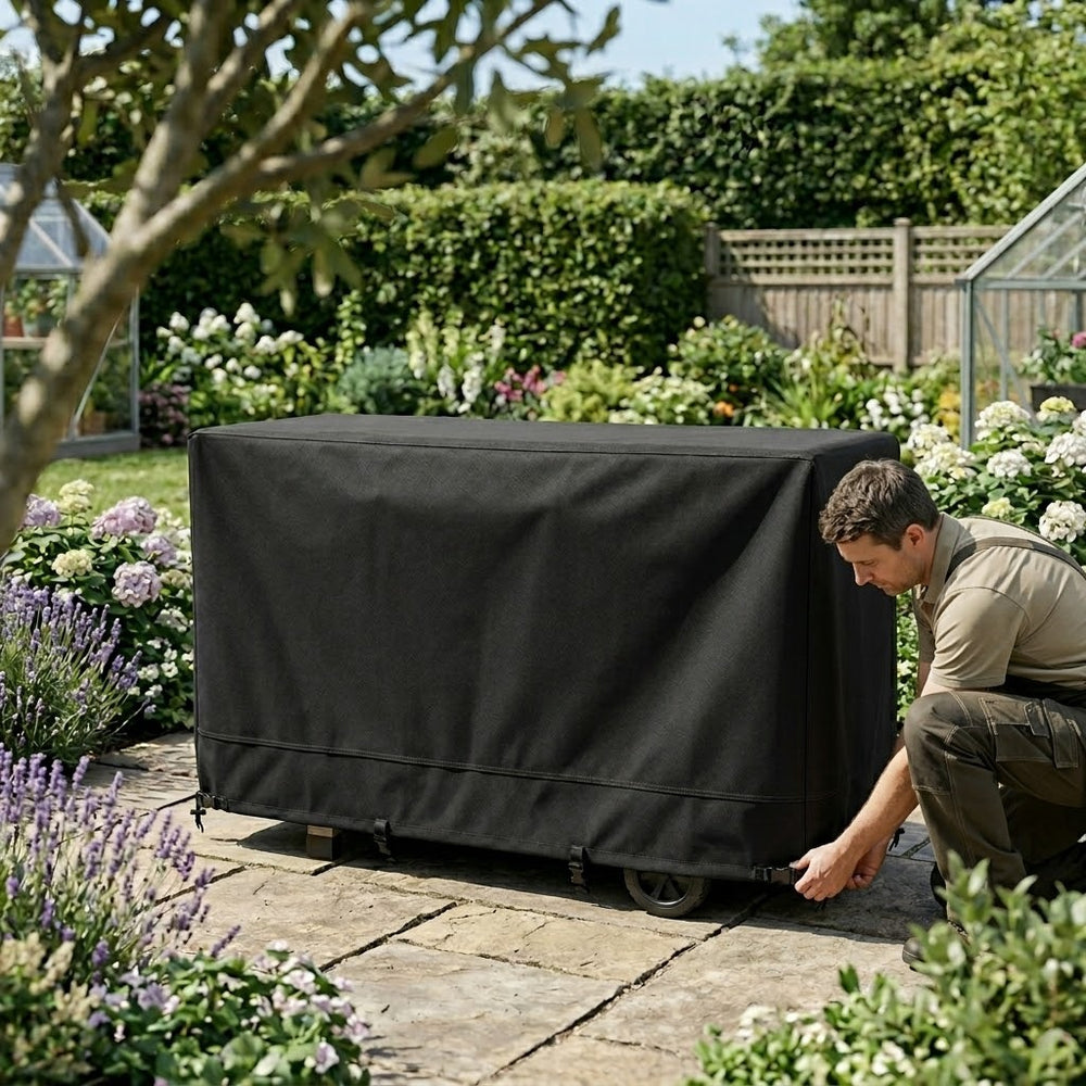 Medium Flatbed Barbecue Cover – Black – Multi-Layered Polyethylene – Outdoor Protection