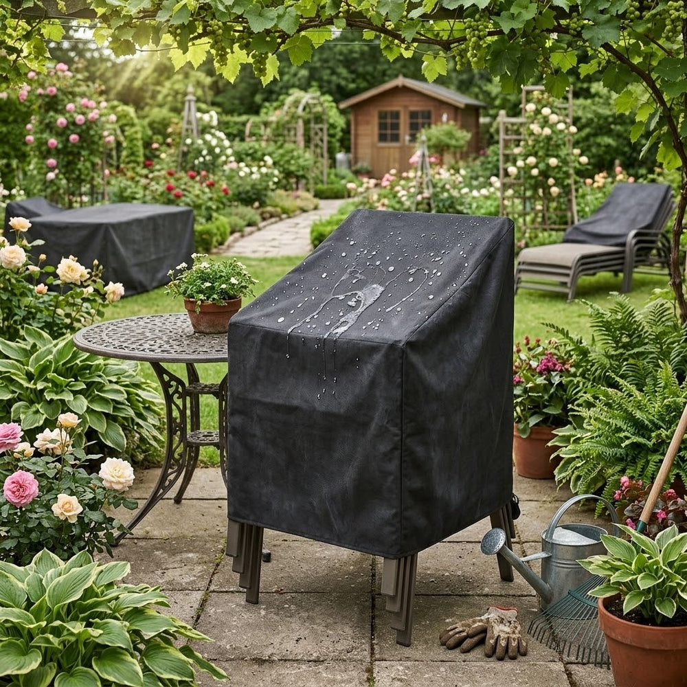 Stacking Chair Cover – 24x26.8x42.1 in Black – Super Tough Waterproof Protection