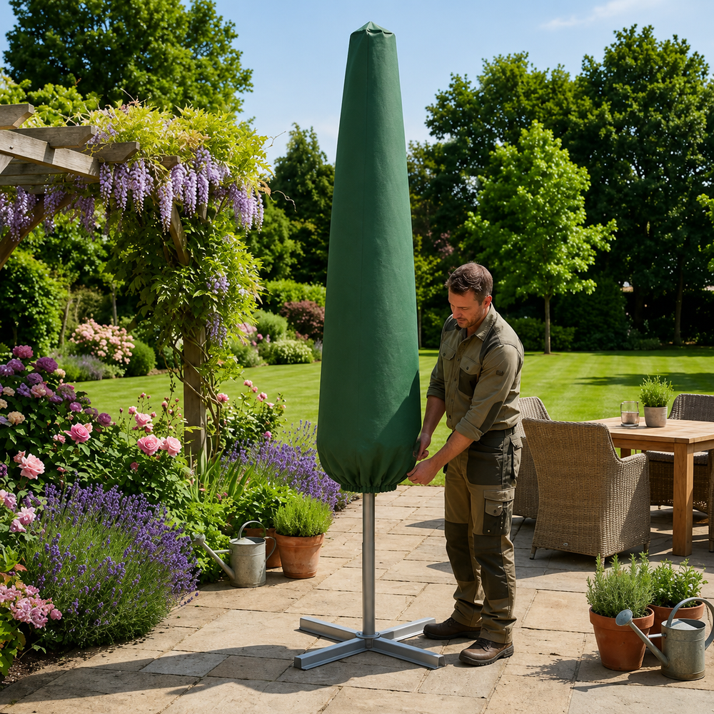 Giant Parasol Cover – Green – Heavy Duty Waterproof – Outdoor Protection