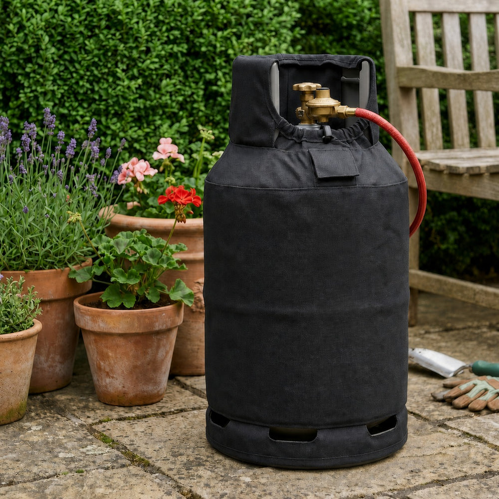 Heavy Duty Gas Bottle Cover – 15kg Black – Waterproof Protection – Outdoor Use